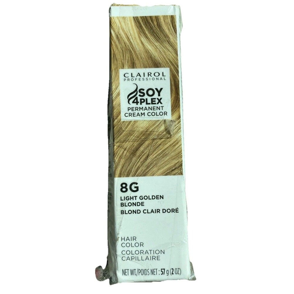 Clairol Soy 4plex Light Golden Blonde Permanent Cream Hair Color 8G 2oz